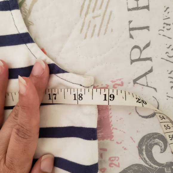 LOFT Beach navy blue off-white drawstring waist cuffed romper M - Picture 6 of 7